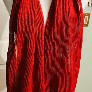 NWT Handmade Crinkled Red Scarf by Sana – Modern Minimalist Chic